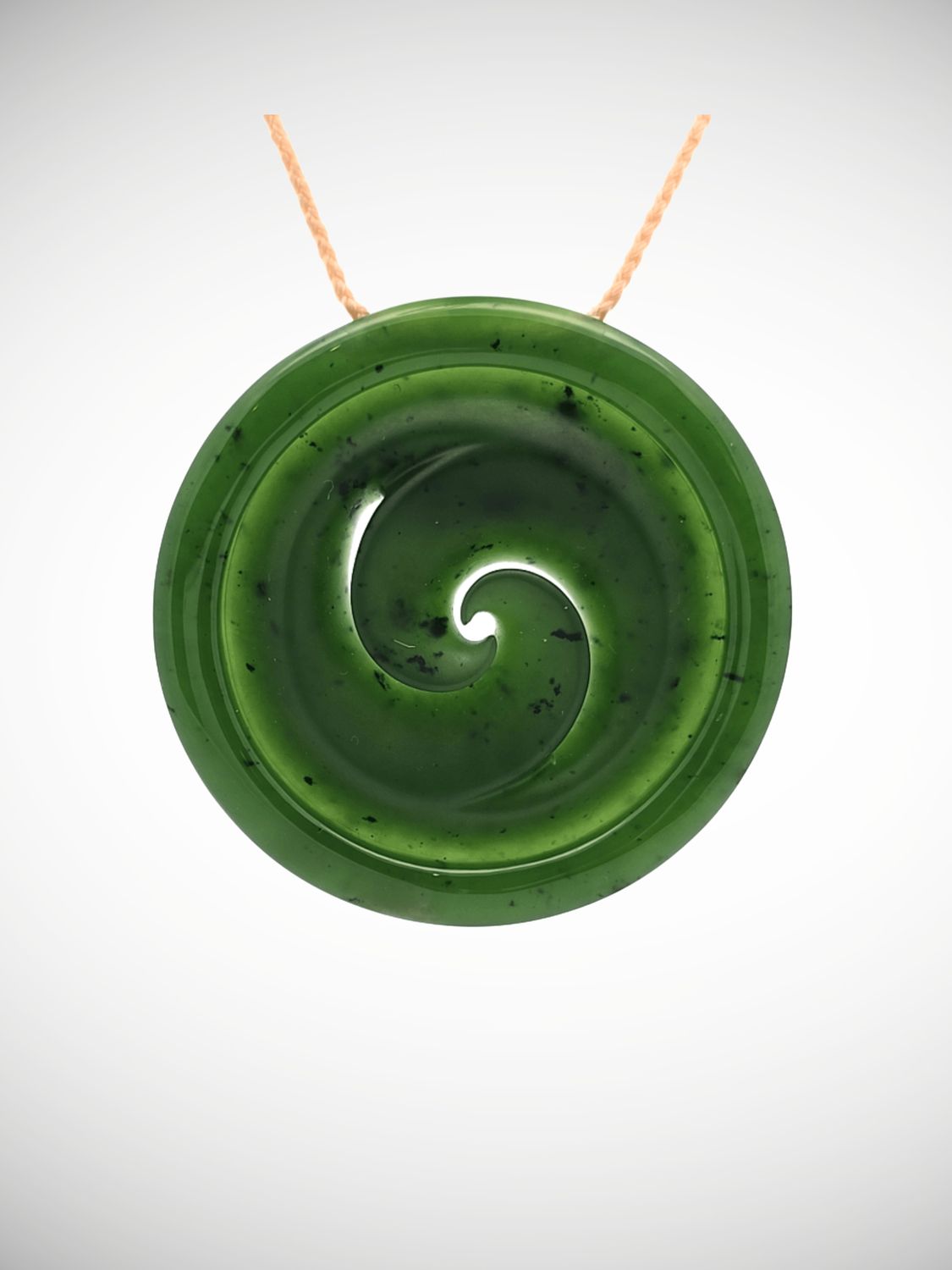 Moko Pounamu Contemporary Double Koru NZ Genuine Kahurangi Greenstone - Whangakai