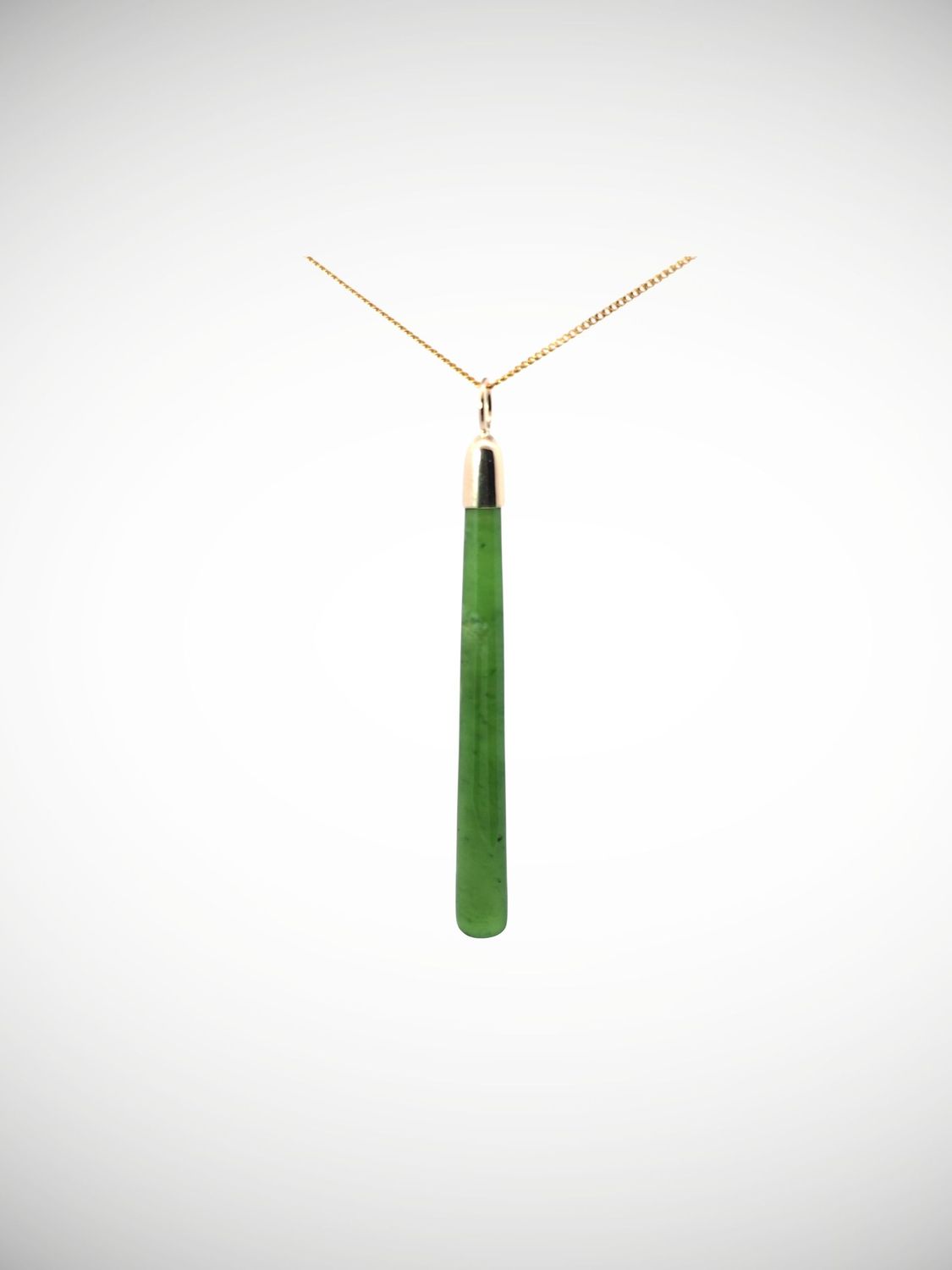 Moko Pounamu Kuru (Drop) NZ Genuine Kahurangi Greenstone and 9ct Gold Pendant - Otepopo
