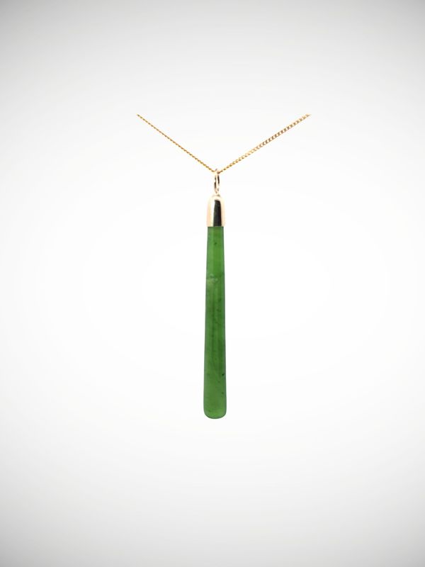 Moko Pounamu Kuru (Drop) NZ Genuine Kahurangi Greenstone and 9ct Gold Pendant - Otepopo