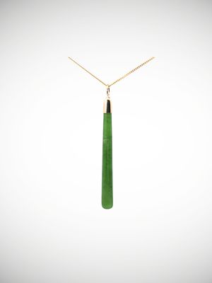 Moko Pounamu Kuru (Drop) NZ Genuine Kahurangi Greenstone and 9ct Gold Pendant - Otepopo