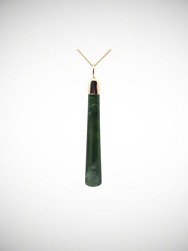 Moko Pounamu Roimata (Teardrop) NZ Genuine Kawakawa Flower Greenstone & 9ct Gold - Oenui