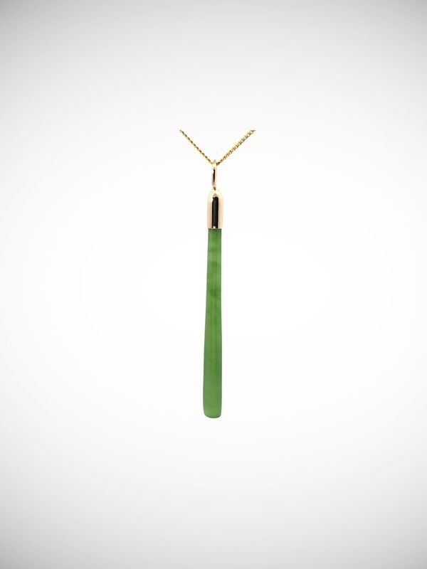 Moko Pounamu Kuru (Drop) NZ Genuine Kahurangi Greenstone and 9ct Gold Pendant - Wharepa