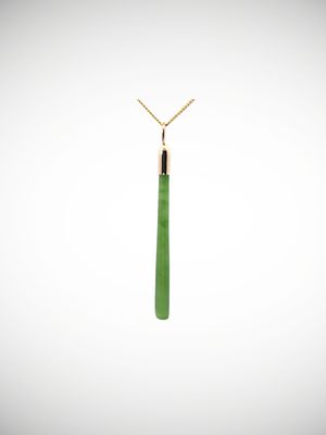 Moko Pounamu Kuru (Drop) NZ Genuine Kahurangi Greenstone and 9ct Gold Pendant - Wharepa