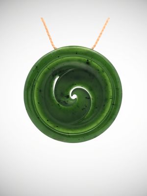 Moko Pounamu Contemporary Double Koru NZ Genuine Kahurangi Greenstone - Whangakai