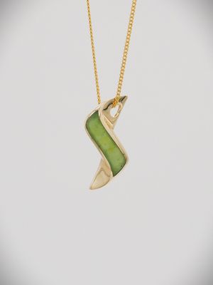 Moko Pounamu NZ Genuine Kahurangi Greenstone and 9ct Gold Pendant