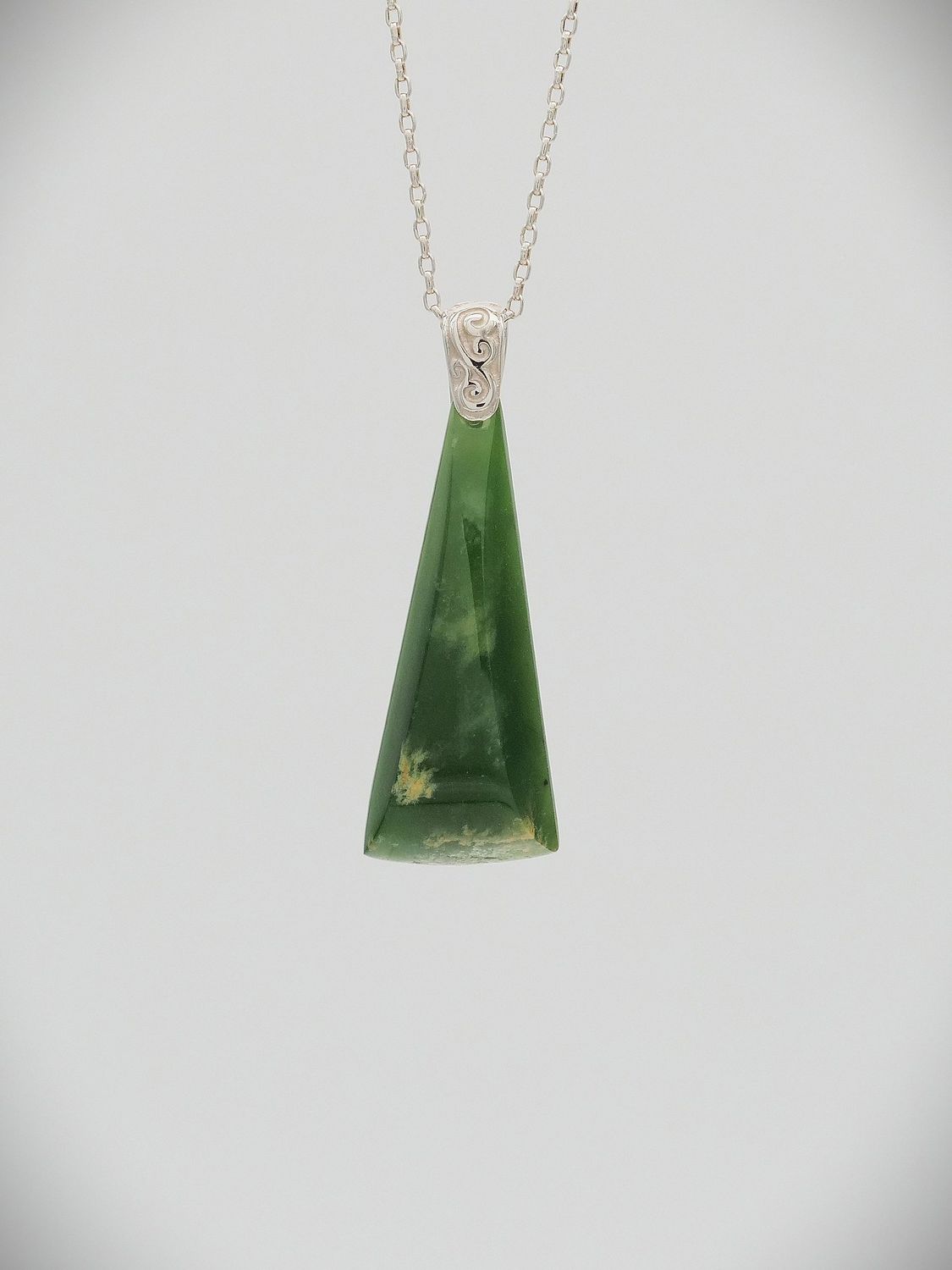 Moko Pounamu Kuru (Drop) NZ Genuine Kahurangi Flower Greenstone & Sterling Silver - Moawhango
