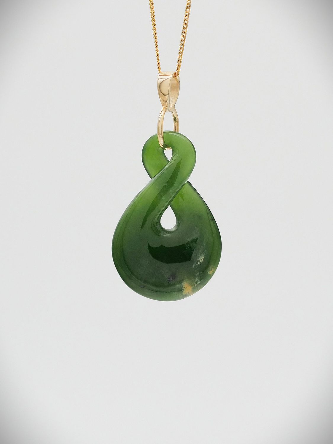 Moko Pounamu Pikorua (Twist) NZ Genuine Kahurangi Flower Greenstone - Matamata