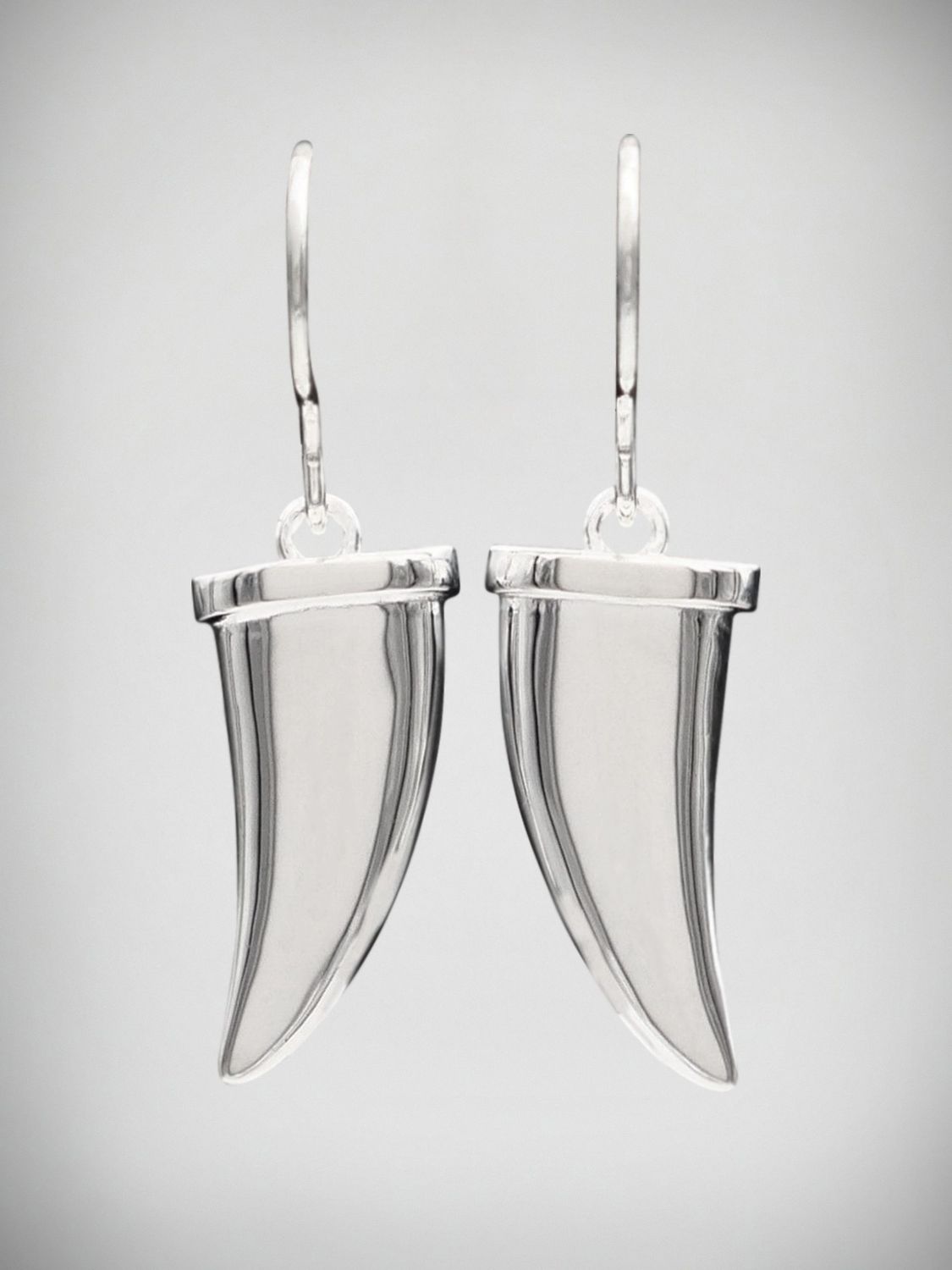 Moko Pounamu Sharks Tooth Sterling Silver Drop Earrings - ST2