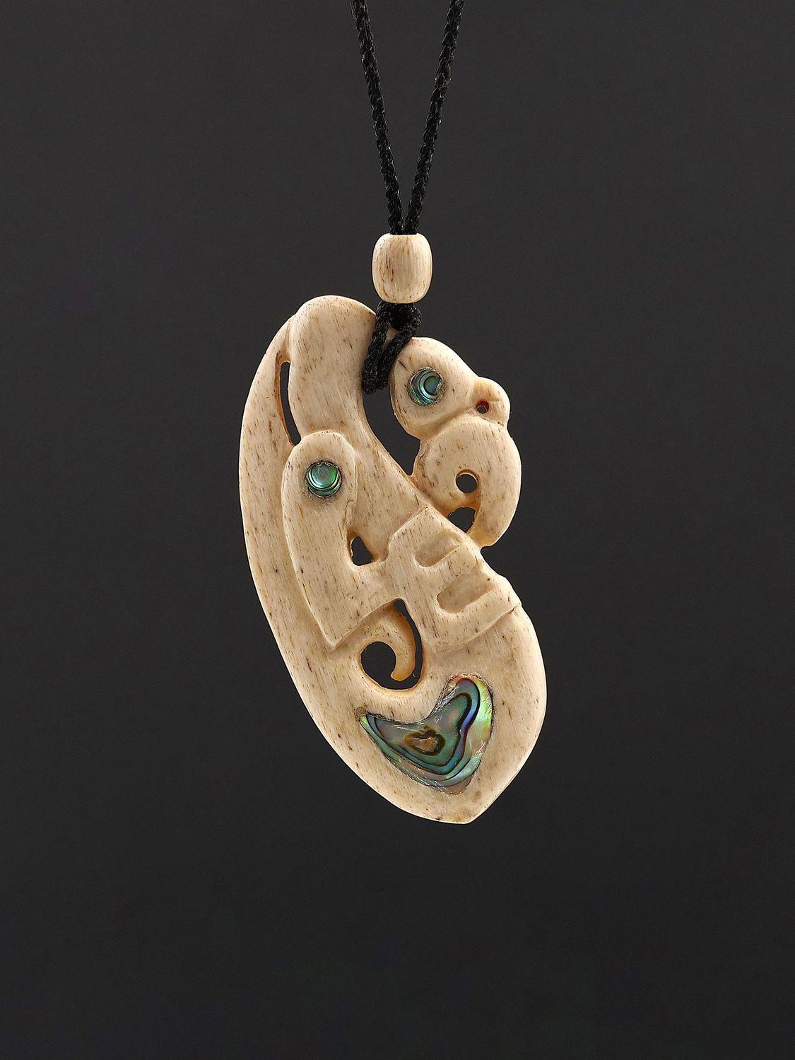 Moko Pounamu,  Manaia Genuine Whale Bone Carving - Waiuta
