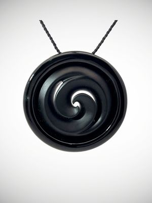 Moko Pounamu Contemporary Double Koru NZ Genuine Kawakawa Greenstone - Hinerotu
