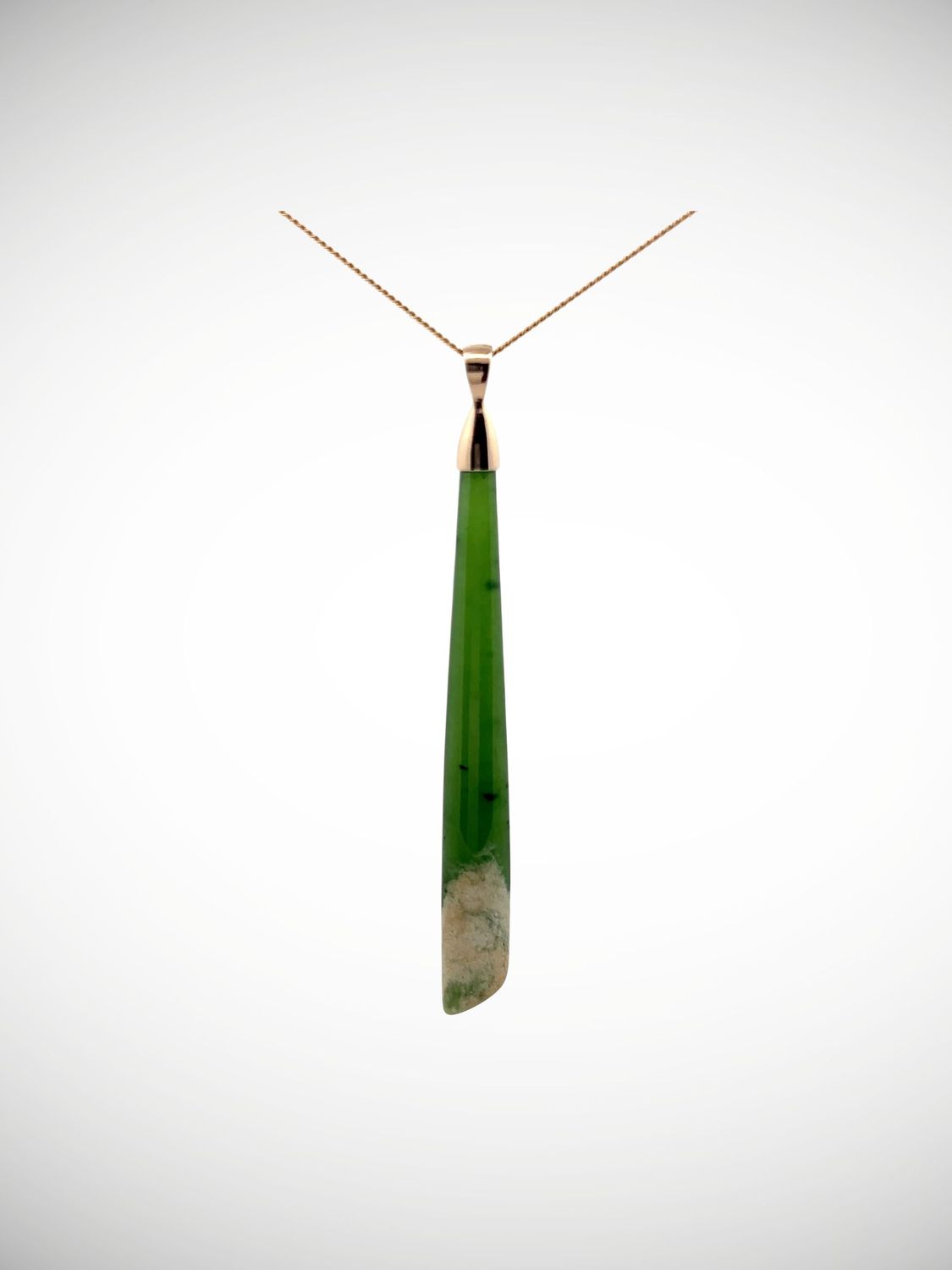 Moko Pounamu Gilt Jewellery Roimata (Teardrop) NZ Genuine Kahurangi Marsden Flower Greenstone & 9ct Gold - Kanawera