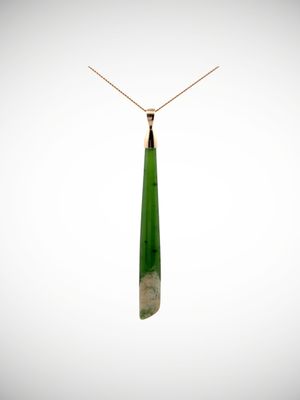 Moko Pounamu Gilt Jewellery Roimata (Teardrop) NZ Genuine Kahurangi Marsden Flower Greenstone & 9ct Gold - Kanawera