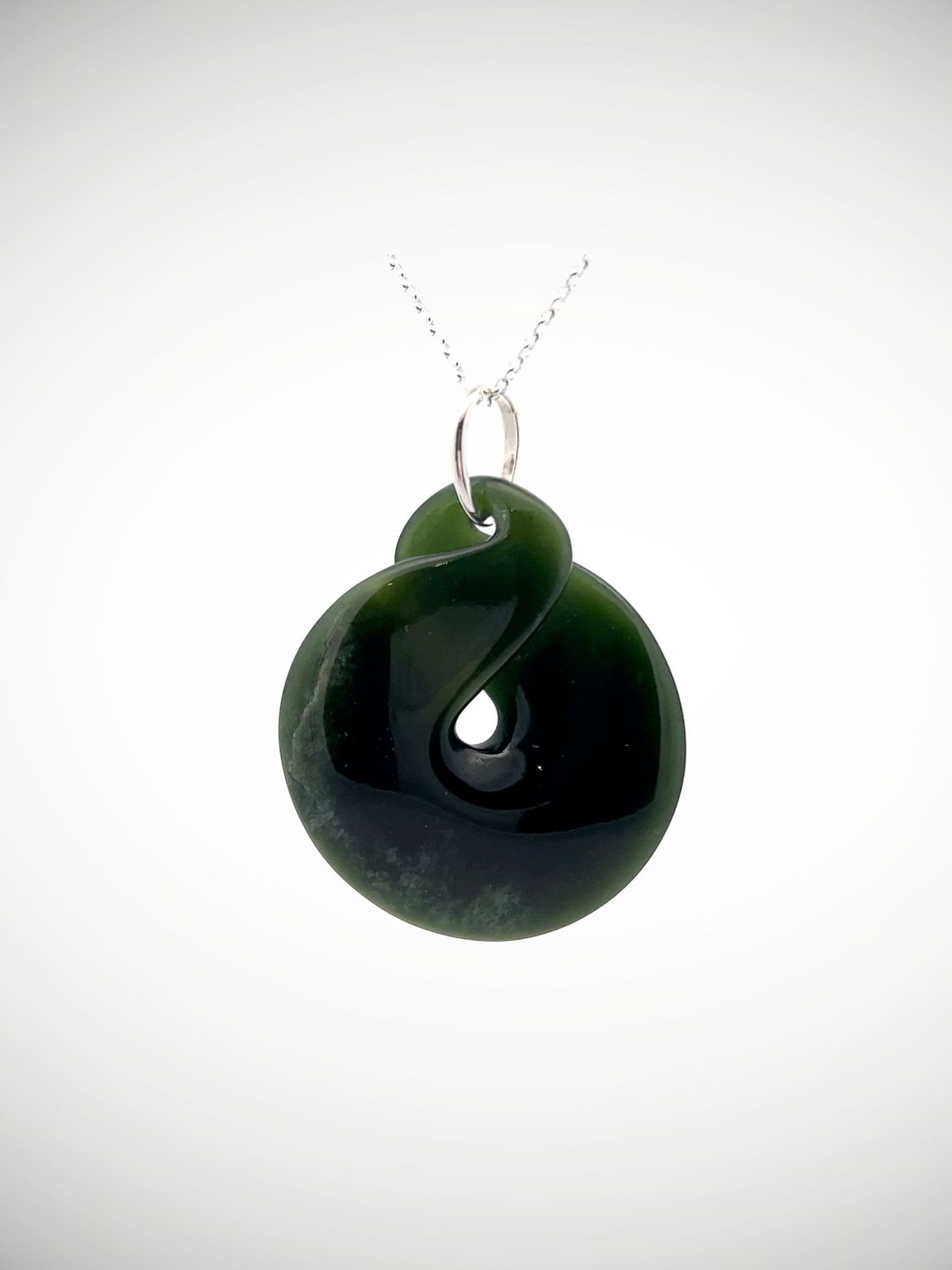 Moko Pounamu Single Pikorua NZ Genuine Kawakawa Greenstone & Sterling Silver - Te Waewae