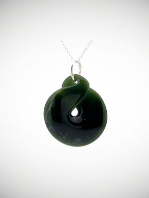 Moko Pounamu Single Pikorua NZ Genuine Kawakawa Greenstone & Sterling Silver - Te Waewae