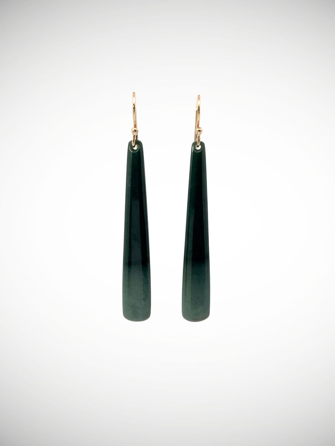 Moko Pounamu NZ Genuine Inanga Greenstone & 9ct Gold Earrings - Whareko