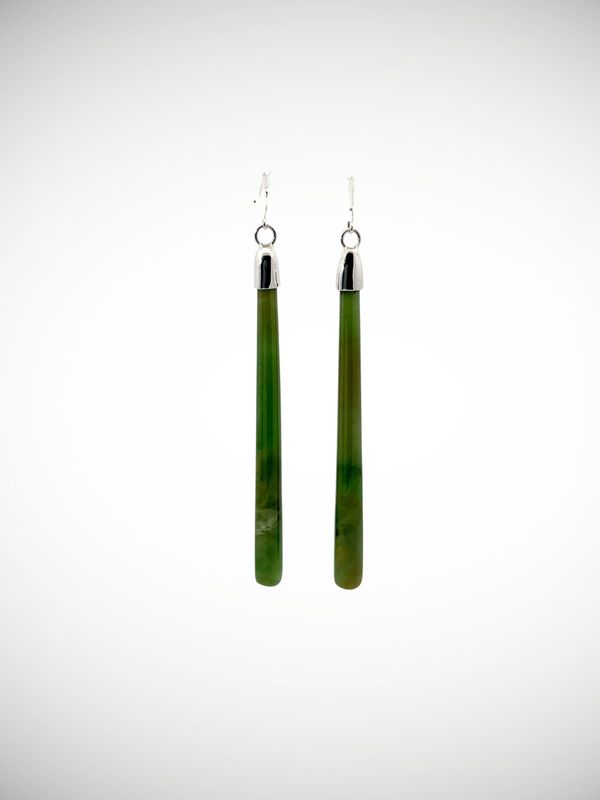 Moko Pounamu NZ Kahurangi Flower Greenstone & Sterling Silver Earrings - Rakitunu
