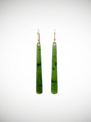 Moko Pounamu NZ Genuine Kahurangi Flower Greenstone & 9ct Gold Earrings - Namu