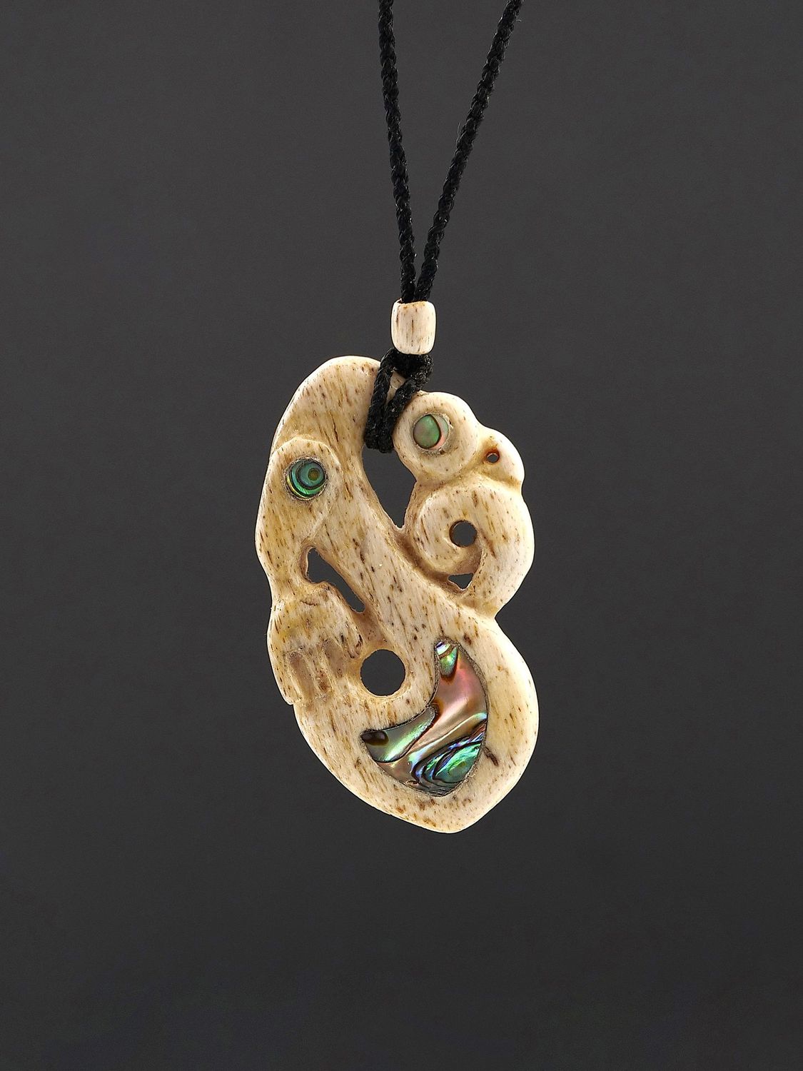 Moko Pounamu,  Manaia Genuine Whale Bone Carving - Kereru