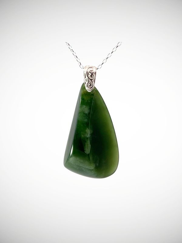 Moko Pounamu Roimata (Teardrop) NZ Genuine Raukaraka Greenstone with Sterling Silver bail - Tahuna