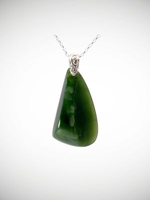 Moko Pounamu Roimata (Teardrop) NZ Genuine Raukaraka Greenstone with Sterling Silver bail - Tahuna