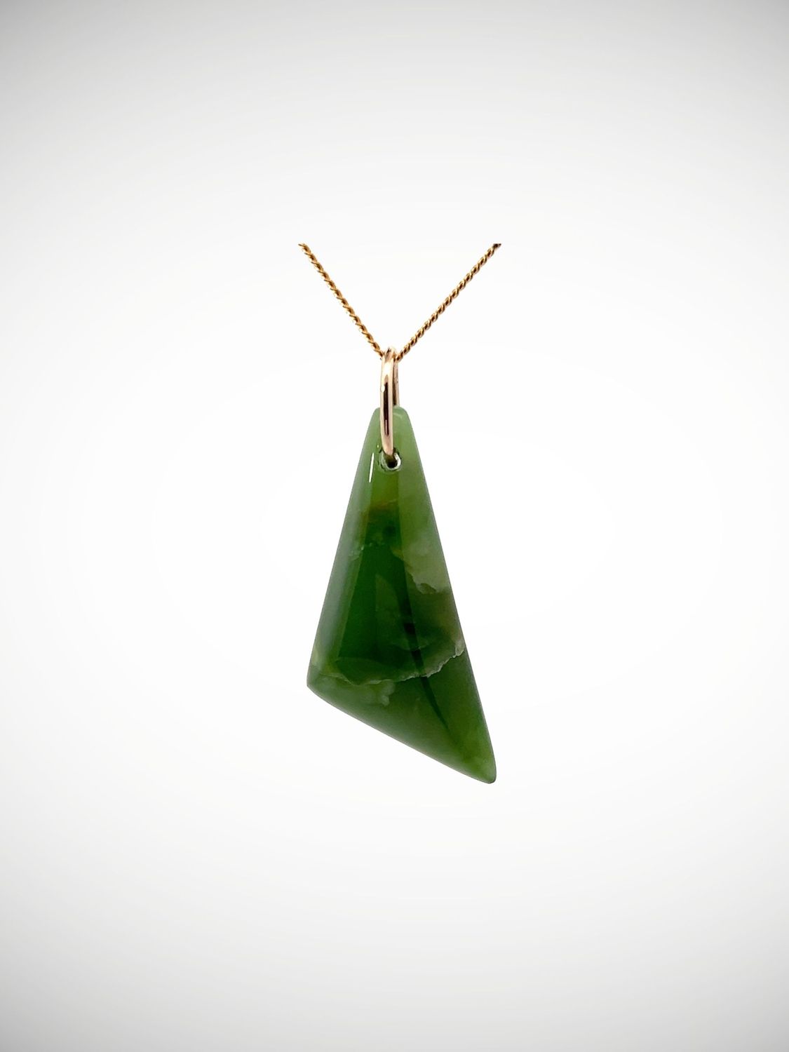 Moko Pounamu Roimata (Teardrop) NZ Genuine Kahotea Greenstone & 9ct Gold - Muriwai