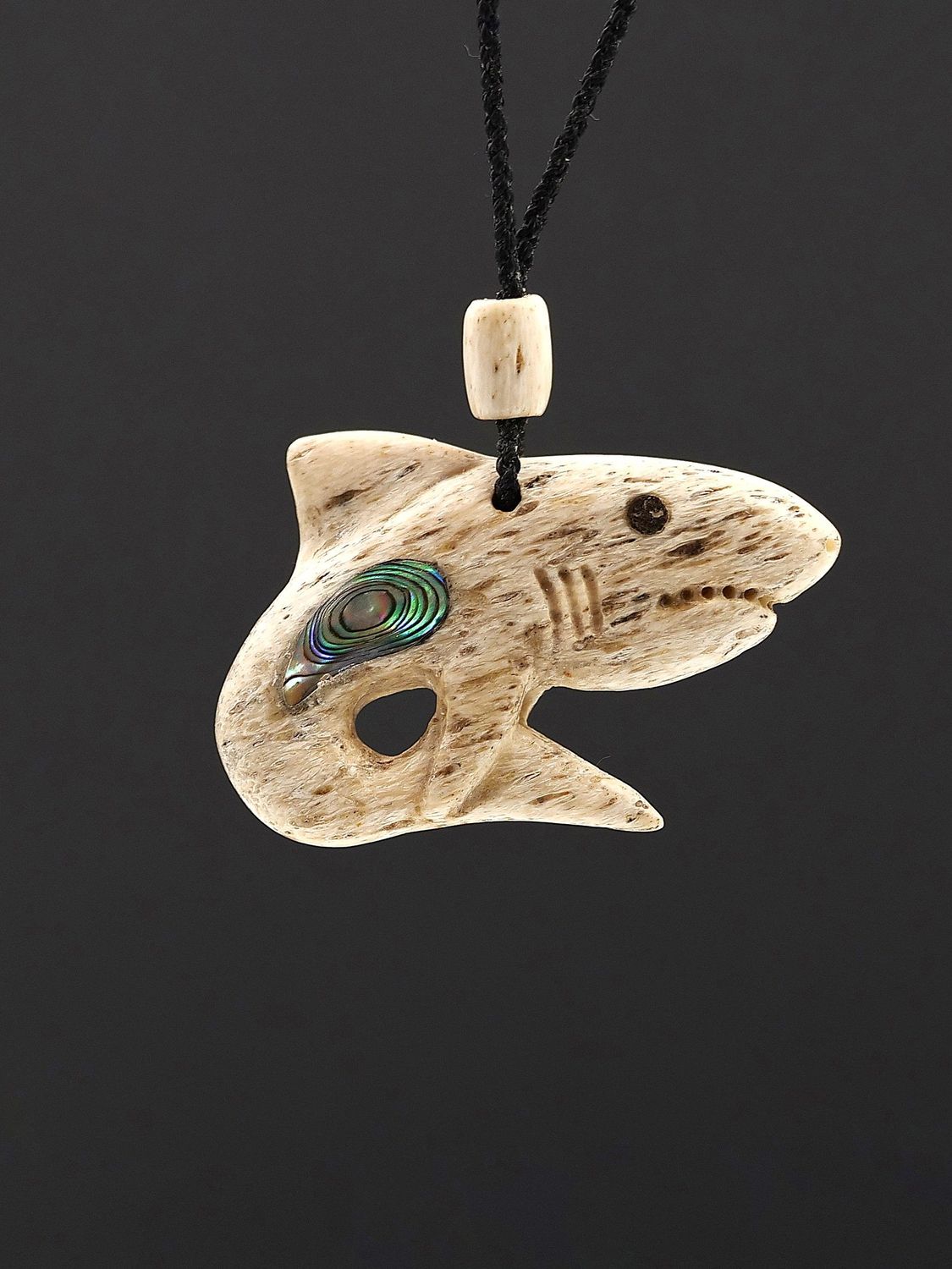 Moko Pounamu Mango Genuine Whale Bone Carving - Mango-Taniwha