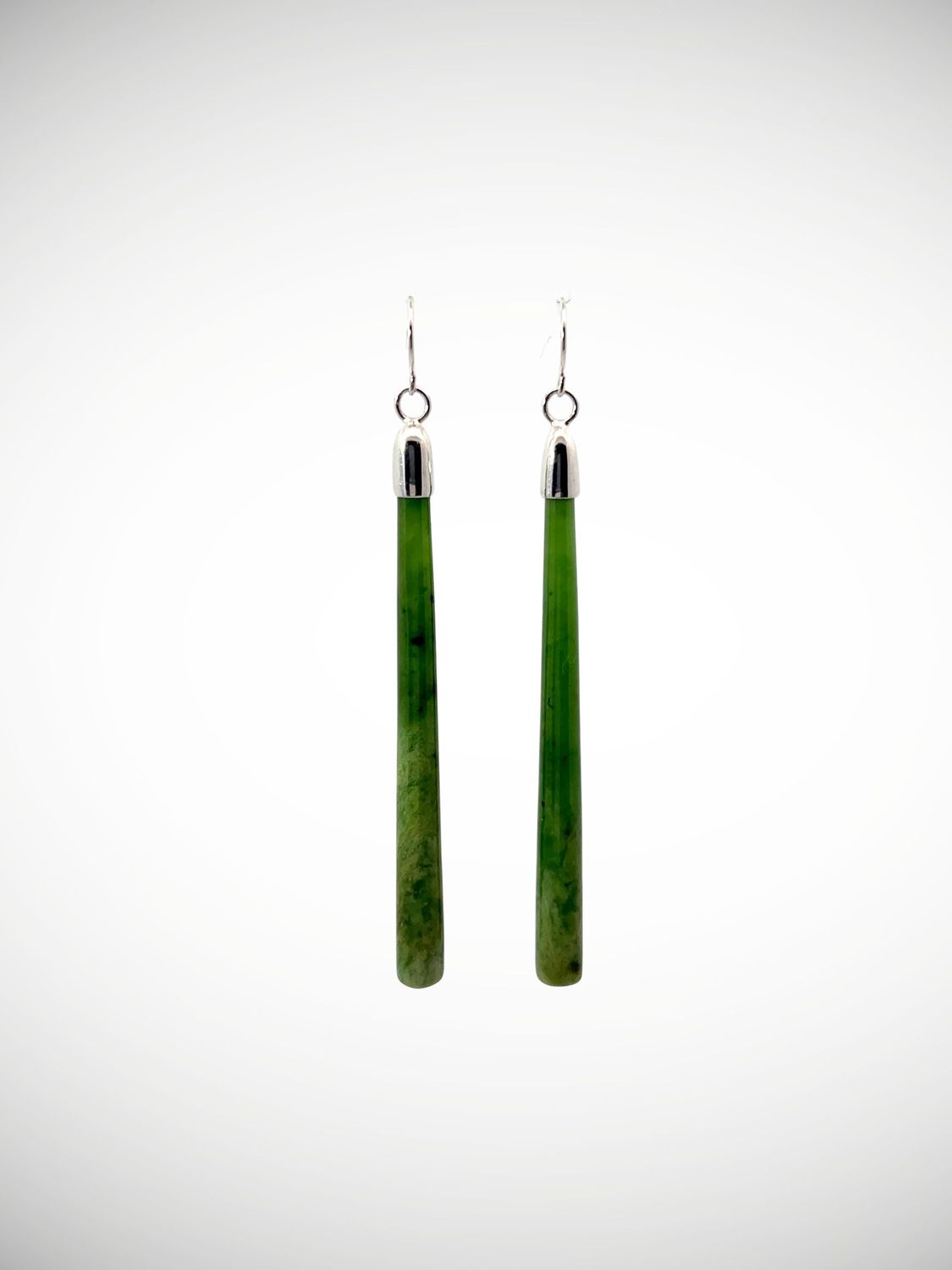 Moko Pounamu NZ Kahotea Greenstone & Sterling Silver Earrings - Oruahine