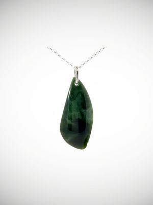 Moko Pounamu Roimata (Teardrop) NZ Genuine Auhunga Greenstone with Sterling Silver bail - Turihuka