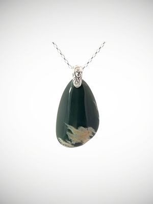 Moko Pounamu Roimata (Teardrop) NZ Genuine Inanga Greenstone with Sterling Silver bail - Manuhaea