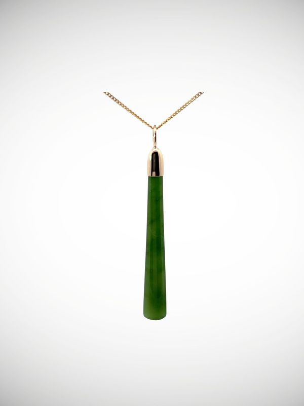 Moko Pounamu Gilt Jewellery Roimata (Teardrop) NZ Genuine Kahurangi Greenstone & 9ct Gold - Mou Waho