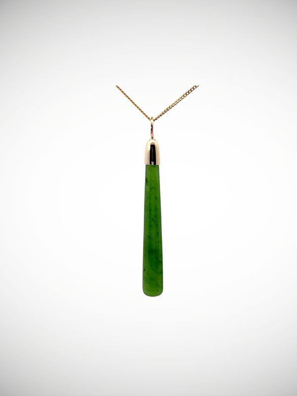 Moko Pounamu Gilt Jewellery Roimata (Teardrop) NZ Genuine Kahurangi Greenstone & 9ct Gold - Nohoturoa
