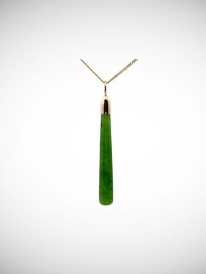 Moko Pounamu Gilt Jewellery Roimata (Teardrop) NZ Genuine Kahurangi Greenstone & 9ct Gold - Nohoturoa