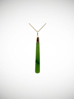 Moko Pounamu Gilt Jewellery Roimata (Teardrop) NZ Genuine Kahurangi Greenstone & 9ct Gold - Popotai