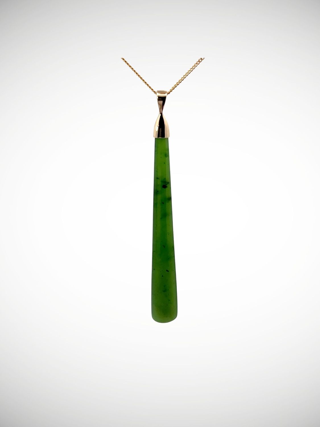 Moko Pounamu Gilt Jewellery Roimata (Teardrop) NZ Genuine Kahurangi Greenstone & 9ct Gold - Okahu