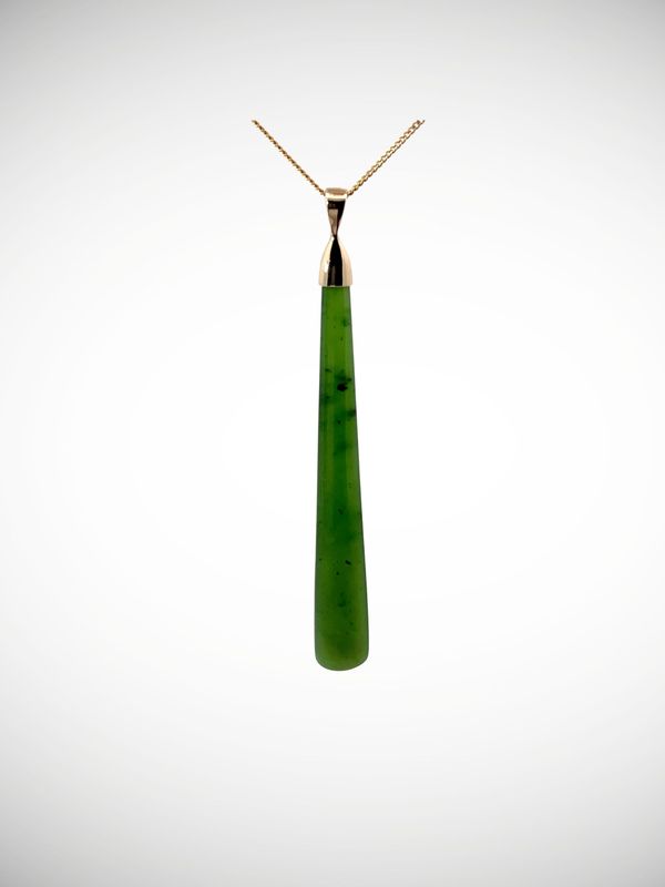 Moko Pounamu Gilt Jewellery Roimata (Teardrop) NZ Genuine Kahurangi Greenstone & 9ct Gold - Okahu