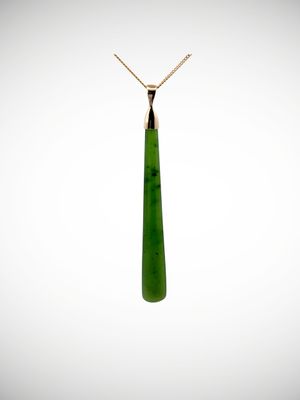 Moko Pounamu Gilt Jewellery Roimata (Teardrop) NZ Genuine Kahurangi Greenstone & 9ct Gold - Okahu
