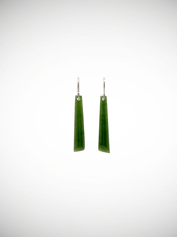 Moko Pounamu NZ Kawakawa & Sterling Silver Earrings - Tioripatea