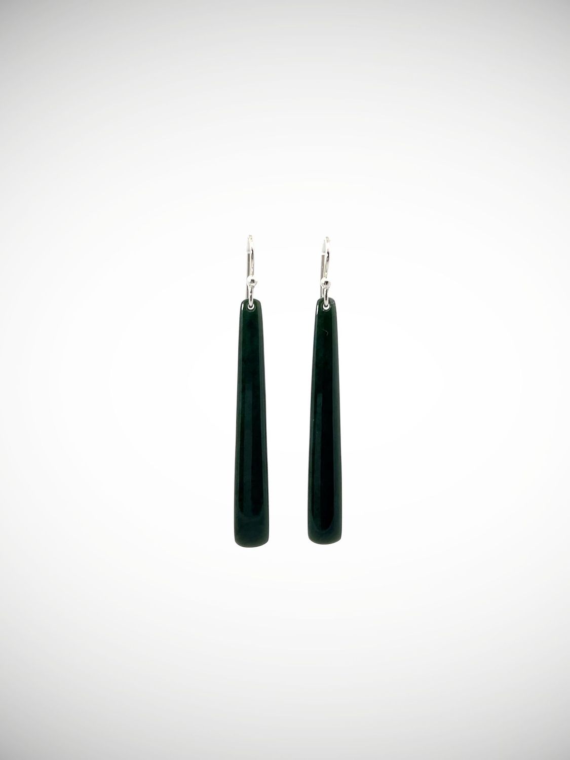 Moko Pounamu NZ Inanga Greenstone & Sterling Silver Earrings - Hokau