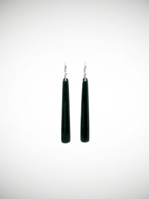 Moko Pounamu NZ Inanga Greenstone & Sterling Silver Earrings - Hokau