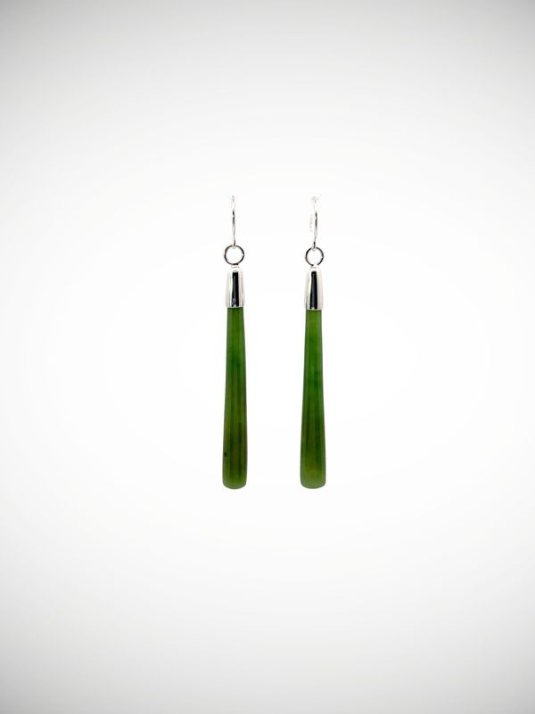 Moko Pounamu NZ Kahurangi Greenstone & Sterling Silver Earrings - Akiri