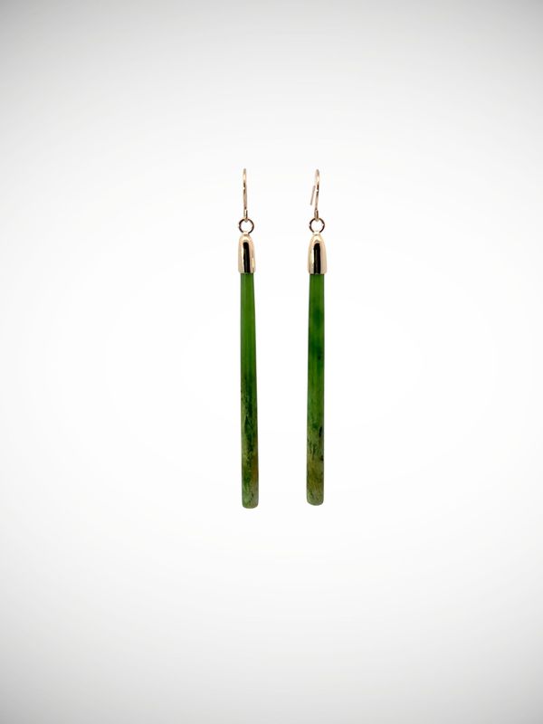 Moko Pounamu NZ Genuine Kahurangi Flower Greenstone & 9ct Gold Earrings - Oporea