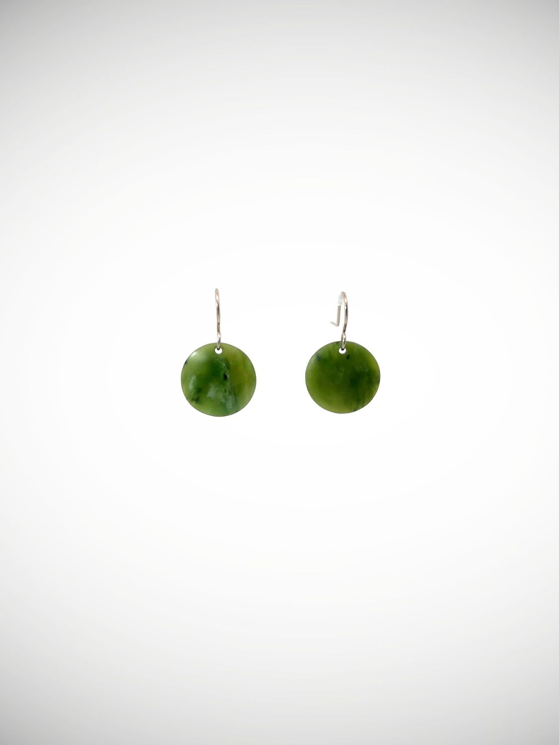 Moko Pounamu Porohita (Disc) NZ Genuine Kahurangi Greenstone & Sterling Silver Earrings - Whenua Hou