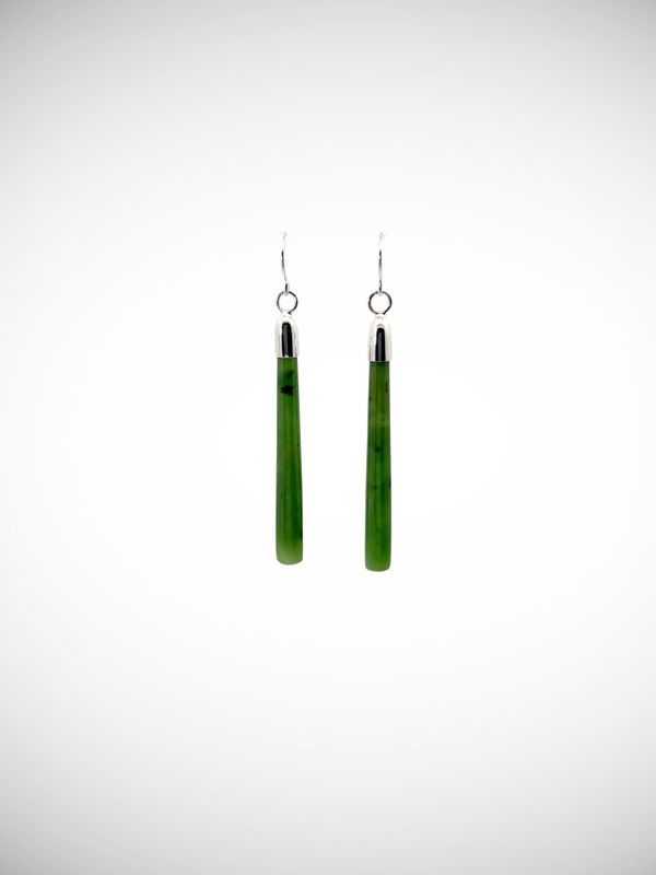 Moko Pounamu NZ Kahurangi Greenstone & Sterling Silver Earrings - Ihipa