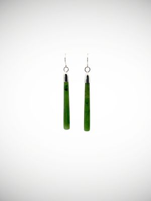 Moko Pounamu NZ Kahurangi Greenstone & Sterling Silver Earrings - Ihipa