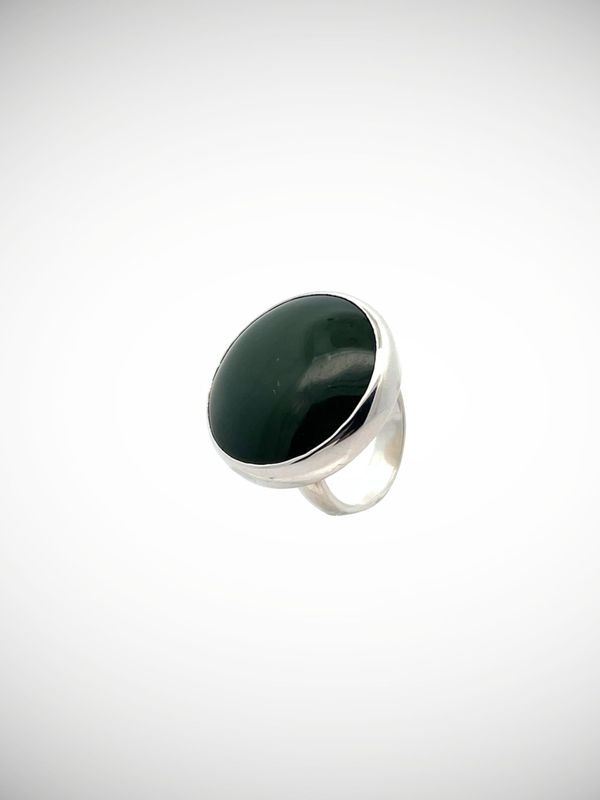 Moko Pounamu Jewellery NZ Genuine Kawakawa Pounamu & Sterling Silver Ring - Patere
