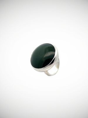 Moko Pounamu Jewellery NZ Genuine Kawakawa Pounamu & Sterling Silver Ring - Patere