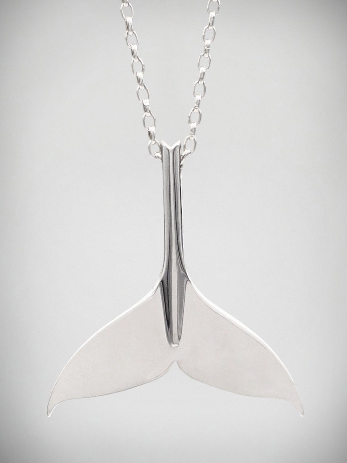 Moko Pounamu Whale Tail Sterling Silver Necklace - WT1