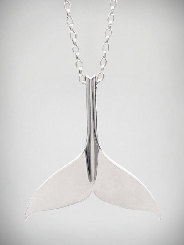 Moko Pounamu Whale Tail Sterling Silver Necklace - WT1