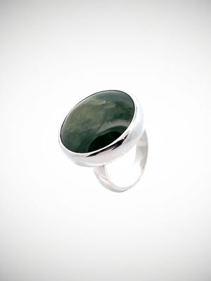 Moko Pounamu Jewellery NZ Genuine Kawakawa Flower Pounamu & Sterling Silver Ring - Tokata
