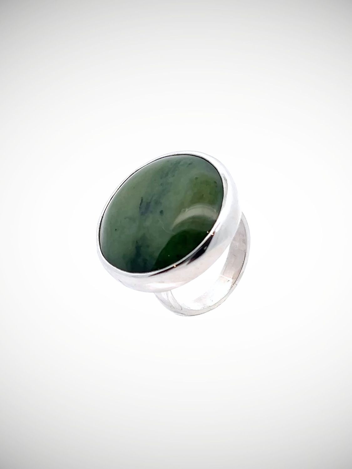 Moko Pounamu Jewellery NZ Genuine Kawakawa Pounamu & Sterling Silver Ring - Whakaoma